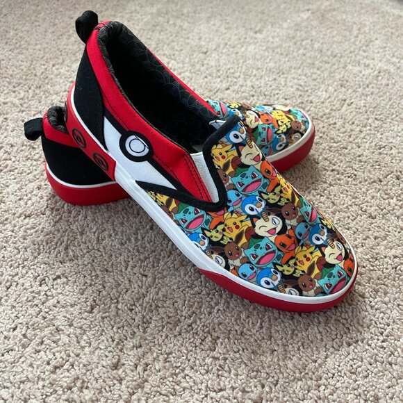 NWOT Pokemon Pikachu Ground Up Slip-on Canvas Sneakers Unisex Size Youth 5 Anime - Picture 2 of 8